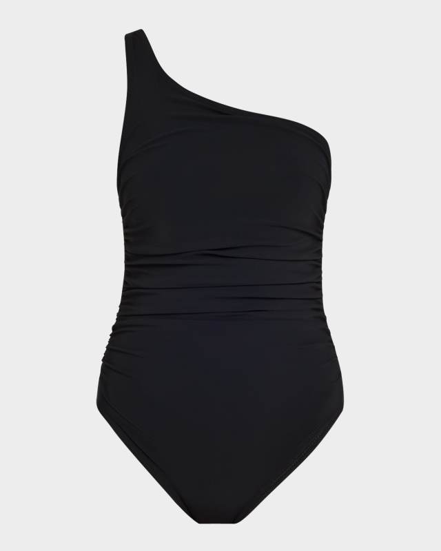 Ruched Asymmetric One-Piece Swimsuit